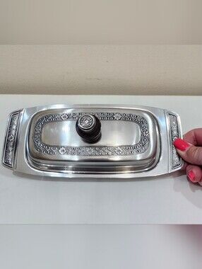 Cordova 18-8 Stainless Steel Butter Dish MCM 1969 Retro